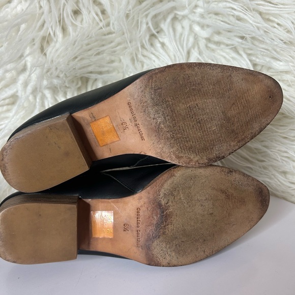 Madewell Womens Mule Size 6.5 Black Leather Shoes Slides Block Heel - Picture 6 of 8